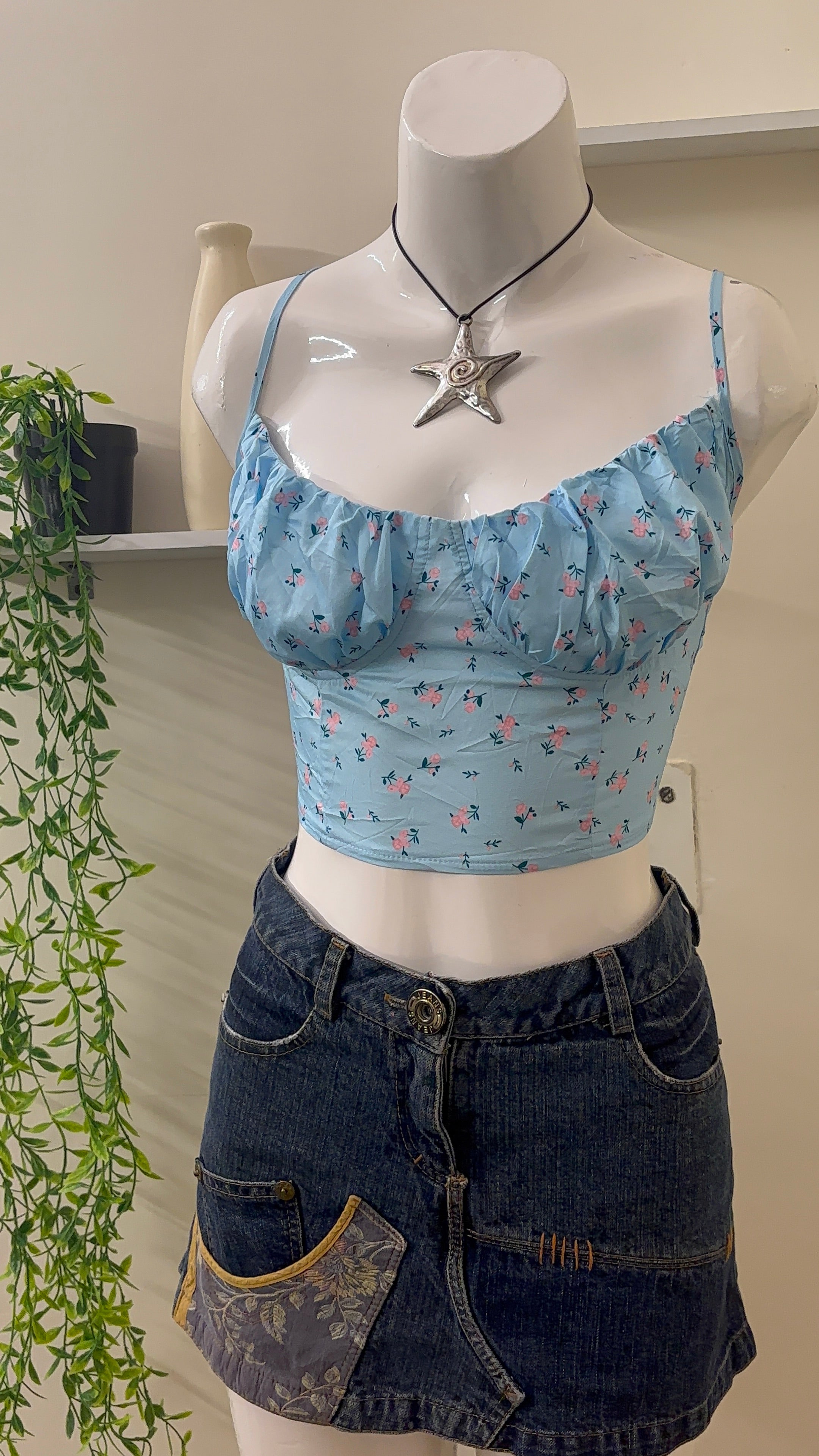 floral top with corset back