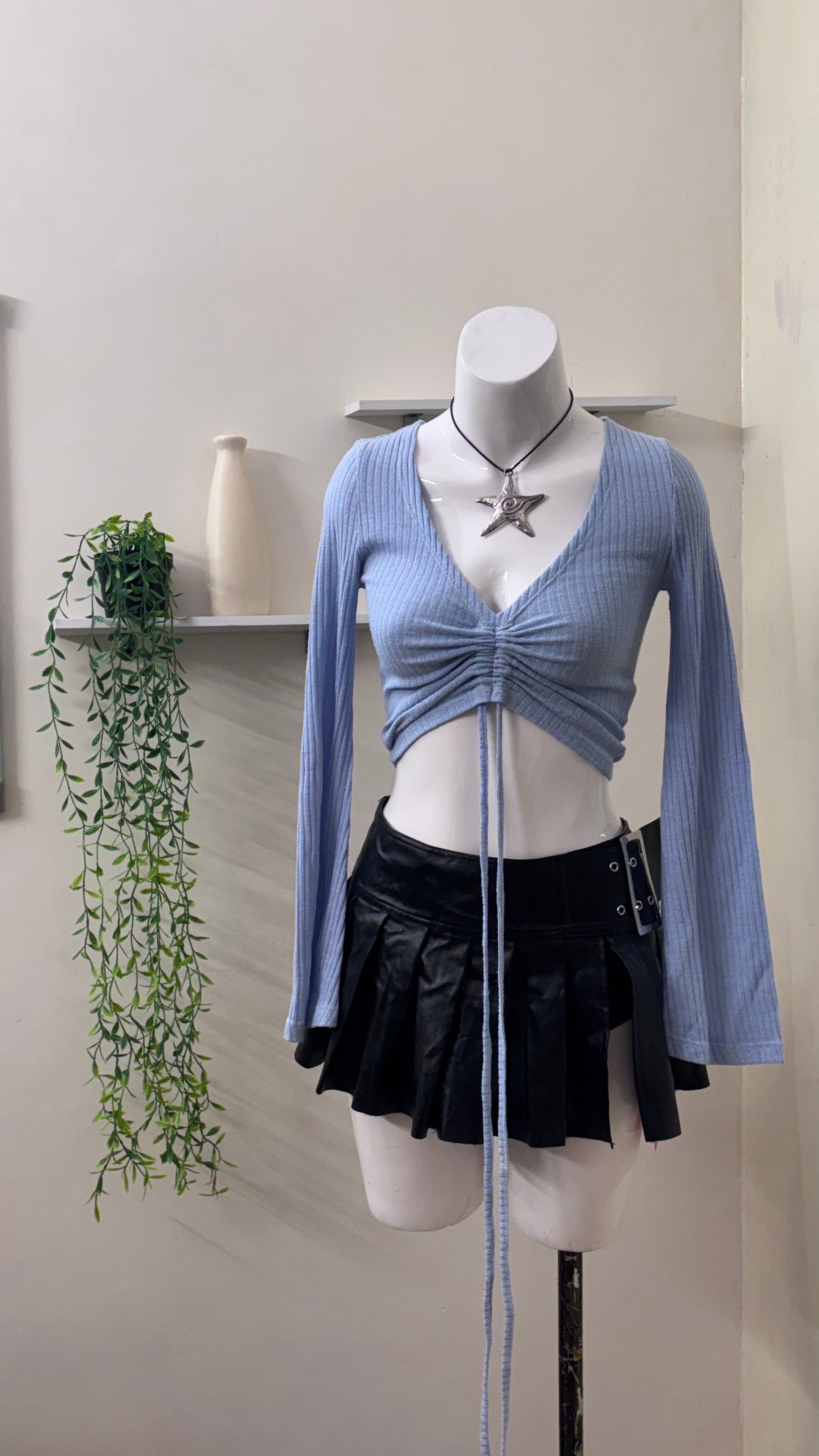 blue scrunch top