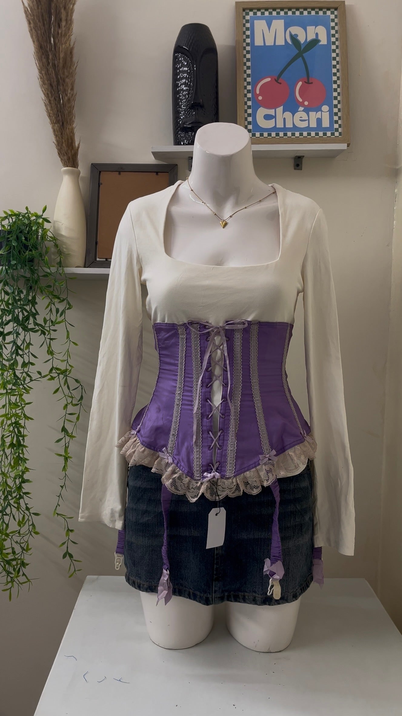 corset + square neck top