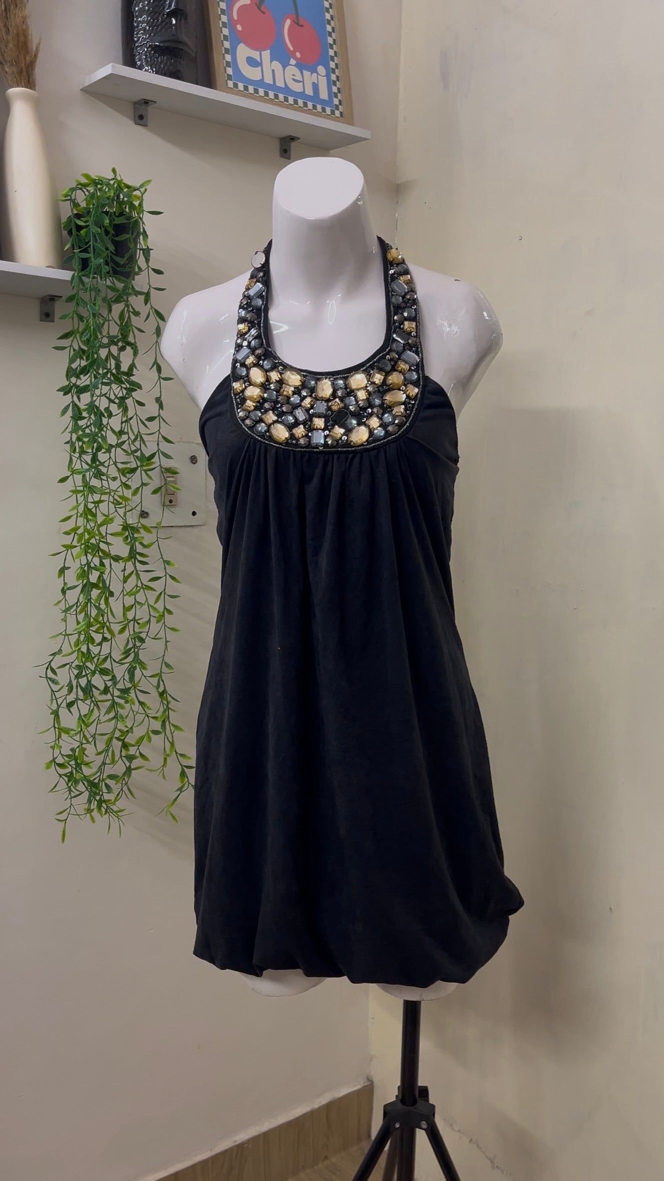 jewelled halter neck one piece