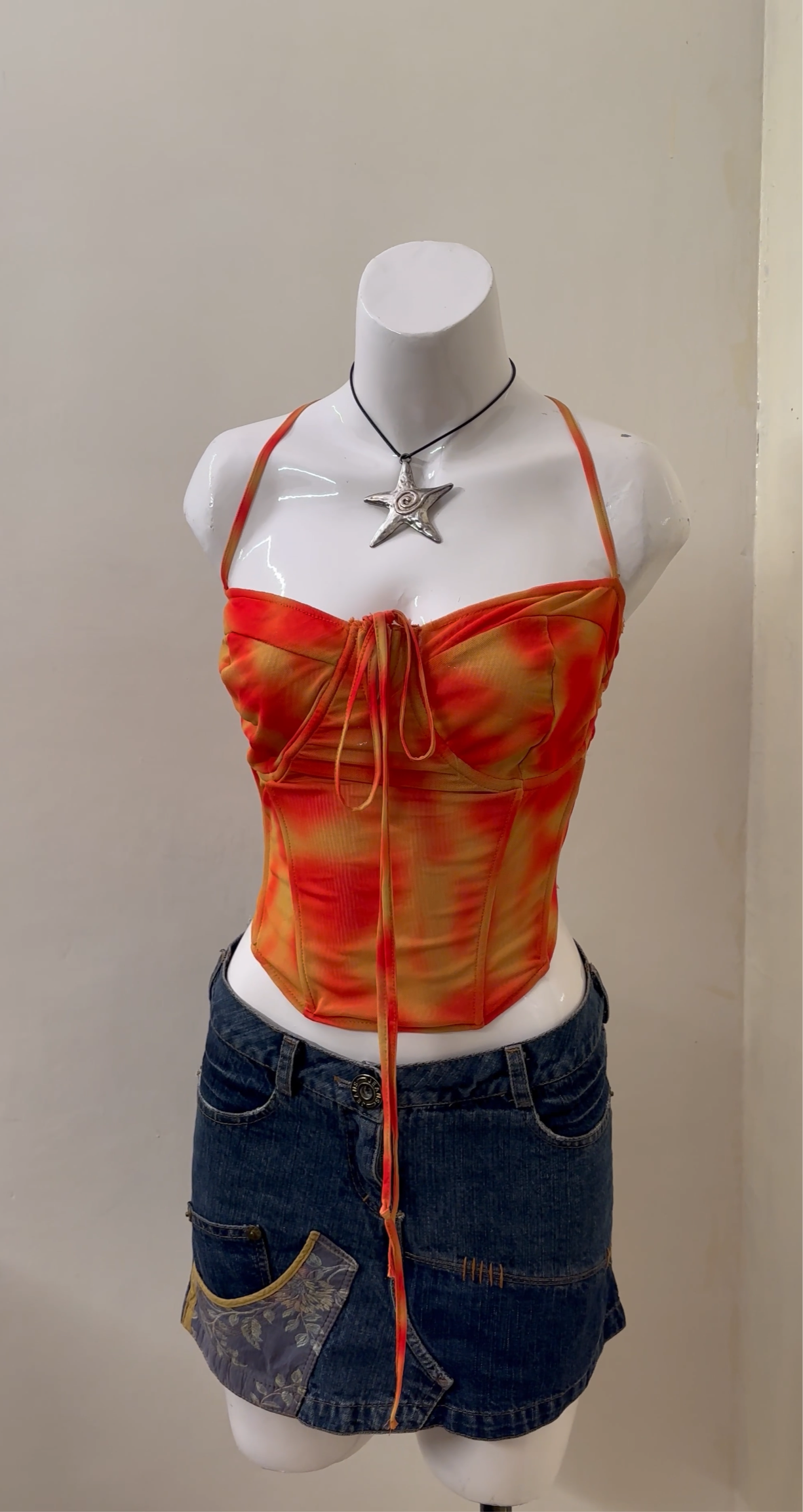 orange mesh corset from fashion nova